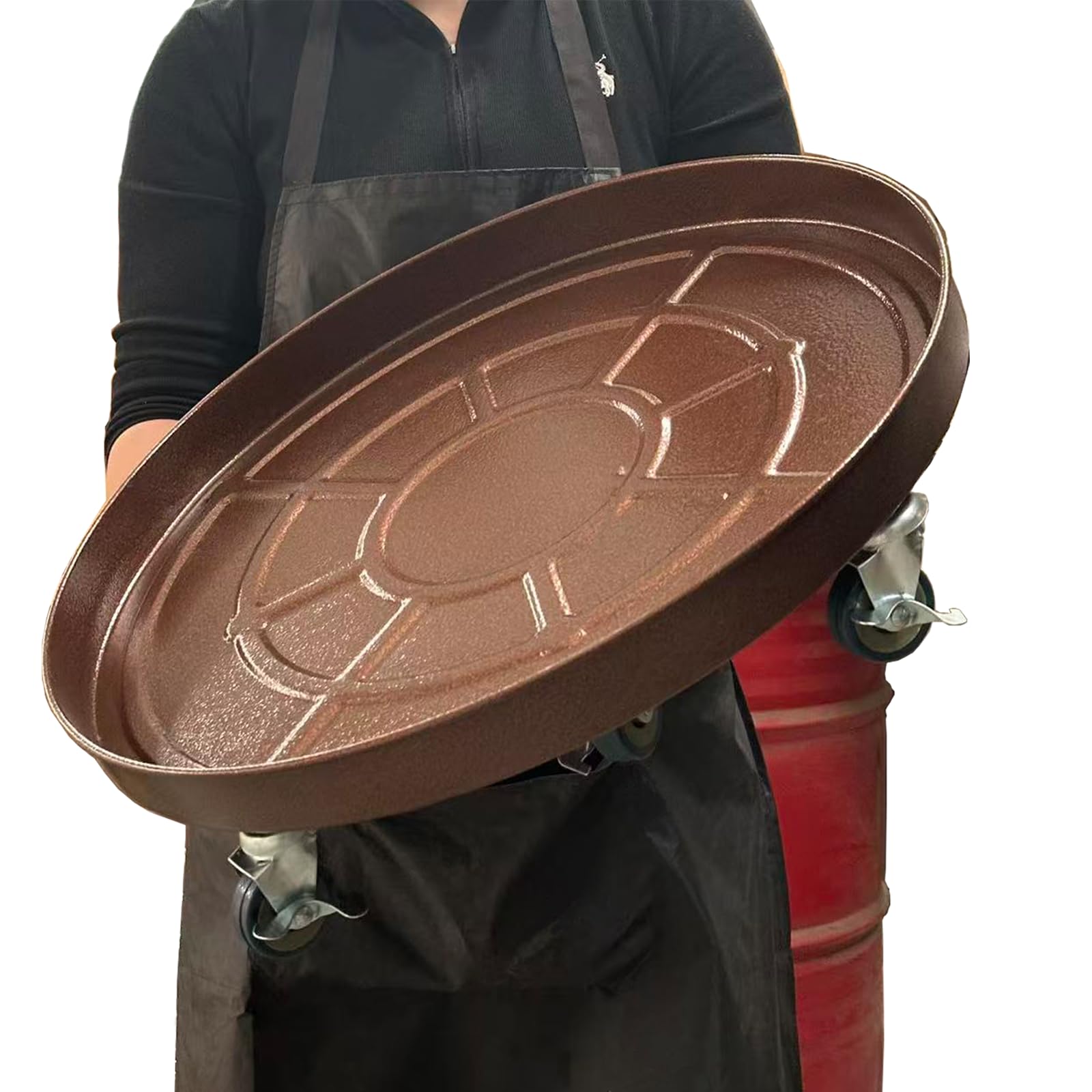 Parsagi 23 inch Plant Saucer Rolling Plant Caddy Rolling Plant Stand with Wheels Plant Tray with Wheels, Heavy Duty Metal, Locking, Sturdy, Rust-Resistant Finish, Easy to Move,Copper 600 lb Capacity