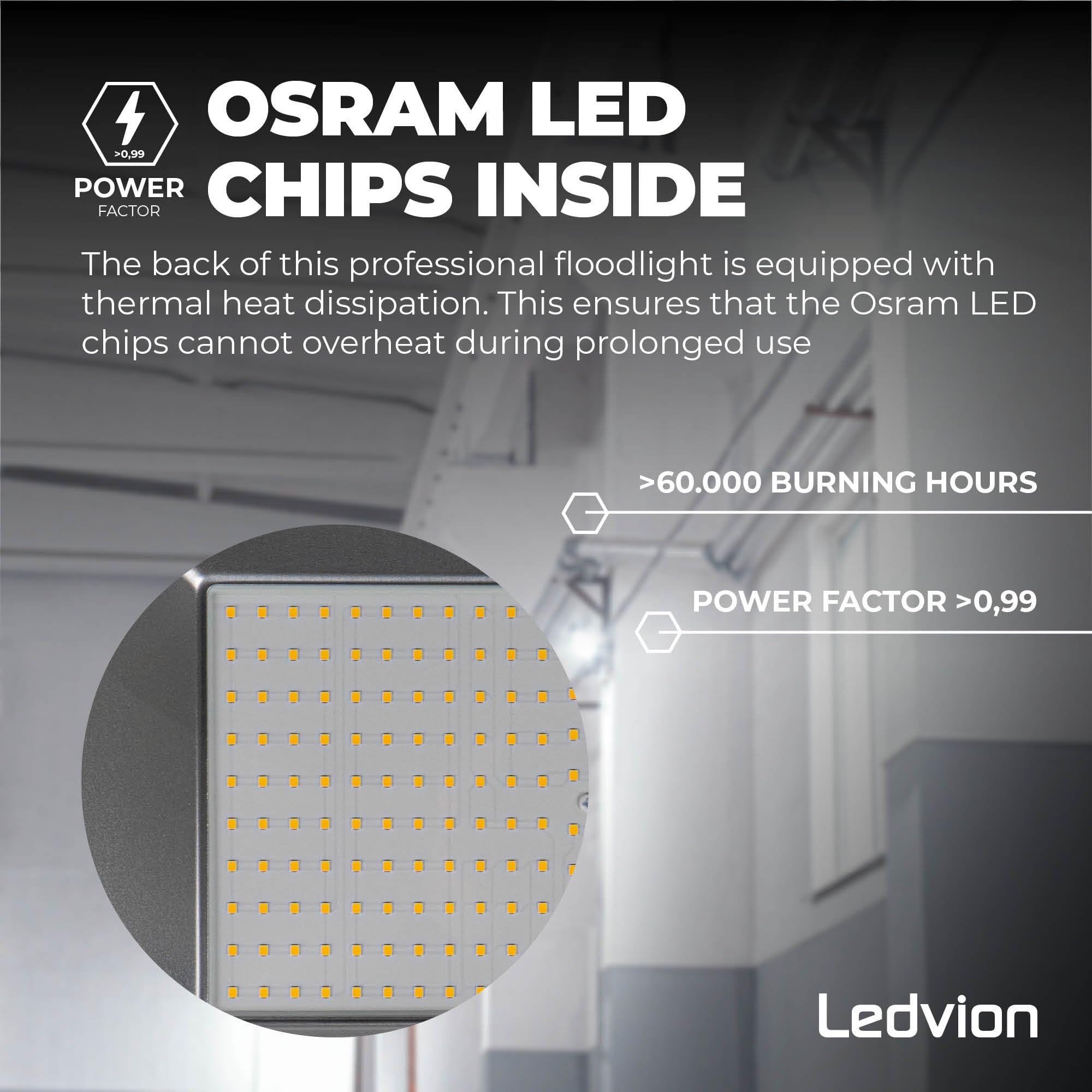Ledvion Reflektor LED, 200 W, LED, reflektor 4000 K, oświetlenie robocze, 17000 lumenów, reflektor zewnętrzny, wodoszczelność IP65, reflektor z szybkim podłączeniem