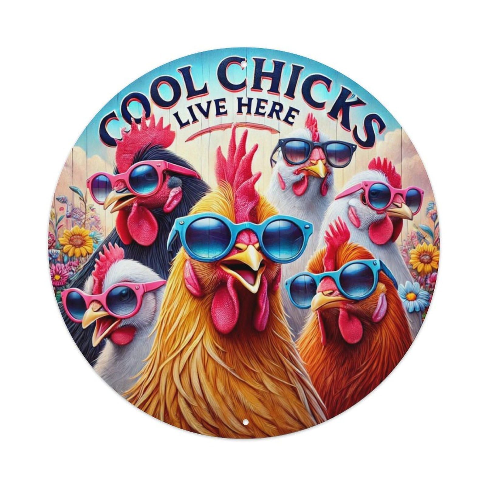 Cool Chicks Live Here Tin Sign Metal Poster Vintage Metal Signs for Home Man Cave Bar Cafe Kitchen laundry room Wall Decorations 8x8 inches