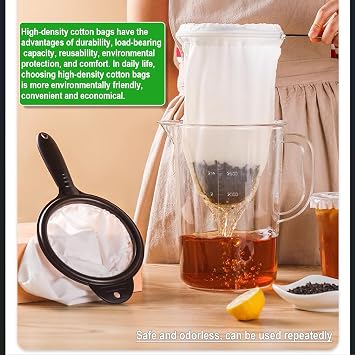 Ultra Fine Mesh Strainer Bags, Reusable 180 Mesh Steel Handle Frame for Filter NutMilk, Coffee, Milk, Butter, Juices and Fresh Cheese Ultra Dense-Diameter 7.48 Height 12.59