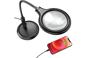 Rechargeable 5X Magnifying Desk Lamp with 10x Magnifying Power