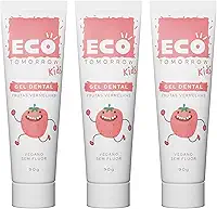 Kit 3 Gel Dental Infantil Frutas Vermelhas sem Flúor Eco Tomorrow 90g