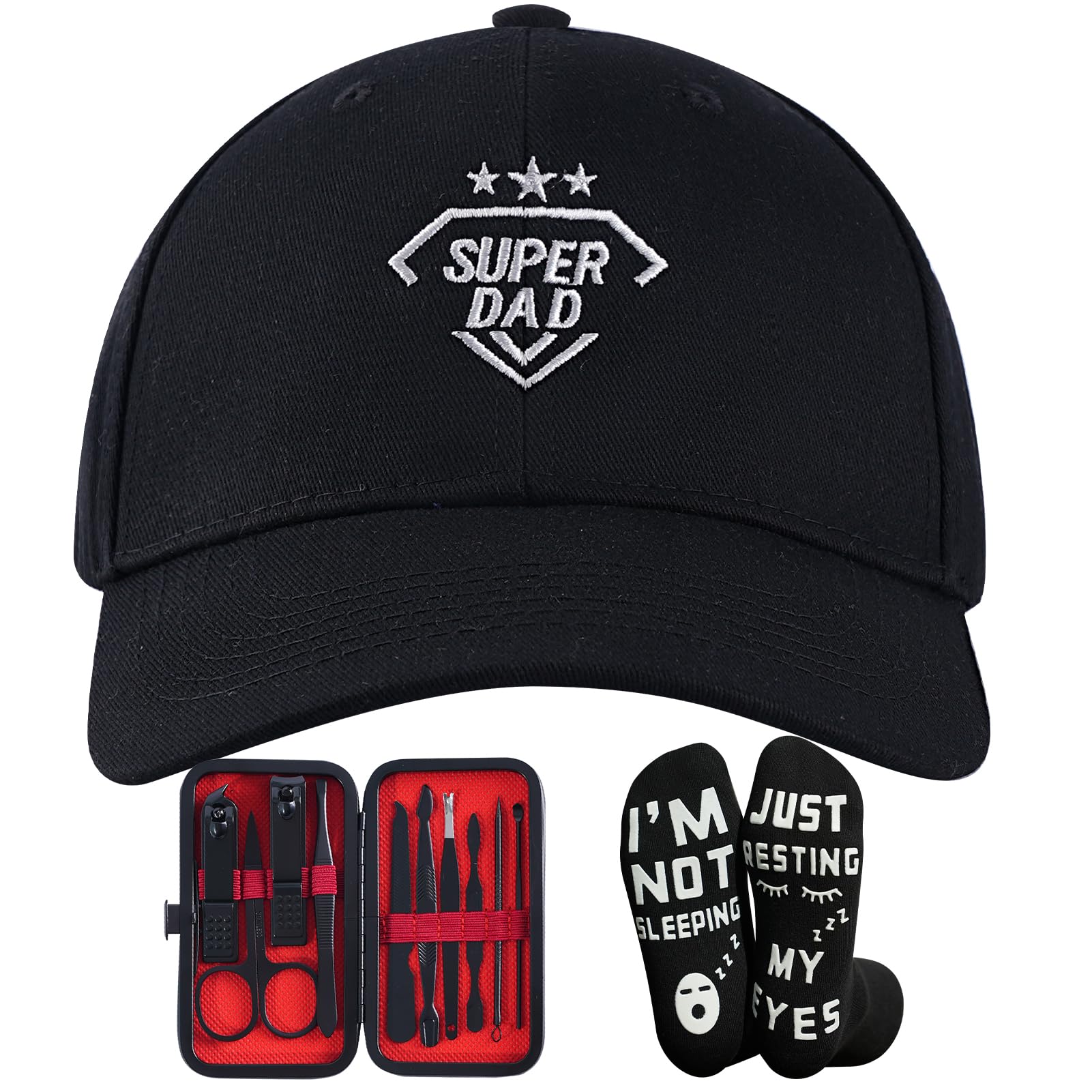 GOENMOOL Dad Gifts from Daughter Son, Birthday Gifts for Dads, Ideas, Personalised Black Baseball Hat Presents for Daddy