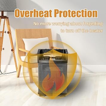 HICFM 1500W Electric Utility Space Heater BTU 5120 with Thermostat Control, 2 Power Setting, Fan Only Option, Built-in Carrying Handle, Tip-Over Switch, Cool Touch, UL Safety