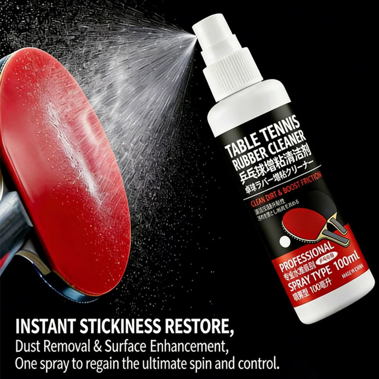 Spray Nettoyant pour Raquette De Et Tennis De Table | Spray Décrassant 100 ML,Retire Poussière et Saleté sur Caoutchouc - pour Entraînement, Gym, Sport, Compétition, Matchs, Femmes
