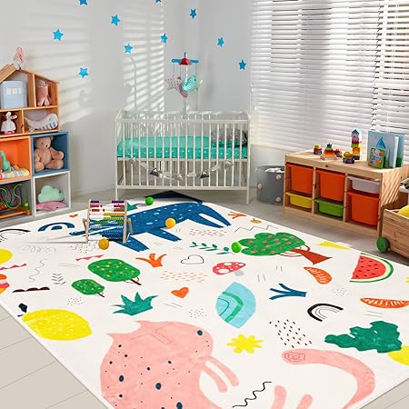 Amazon.com: LTKOUGFAM Colorful Kids Rug, Washable Rug for Kids ...