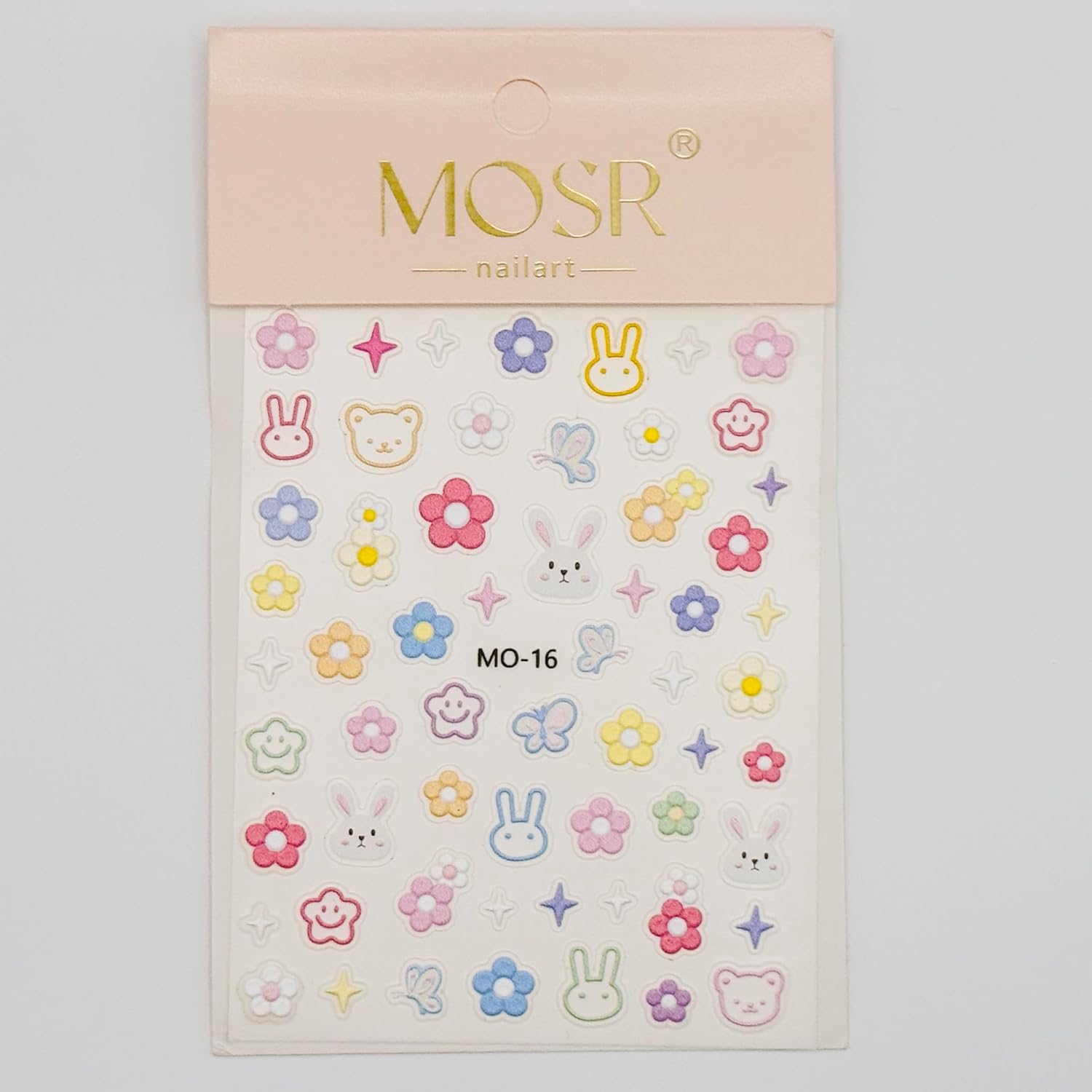 3D Embossed Korean Style Spring Bloom Nail Art Stickers, Flowers, Butterflies, Bunnies, Rainbow, Hearts, Self-Adhesive, Easy DIY for Everyday Outfit. (Bunny+Daisy) 2-Pack image 3