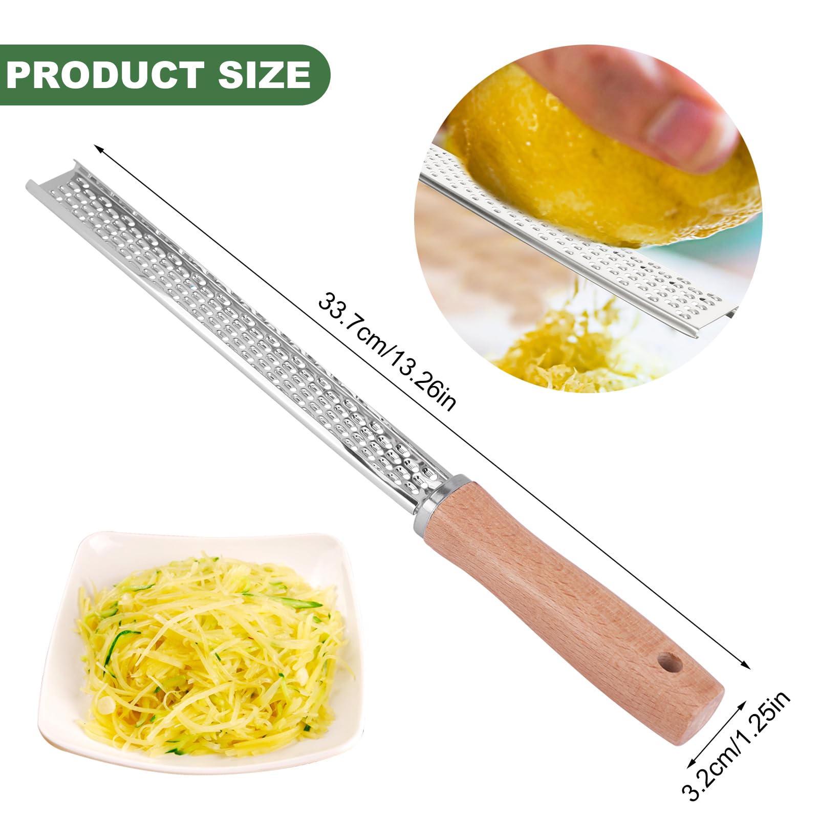 Râpe Zesteur 2 En 1 Inox - Pour Fromage, Citron, Muscade - Capuchon Protection Et Poignée Ergo