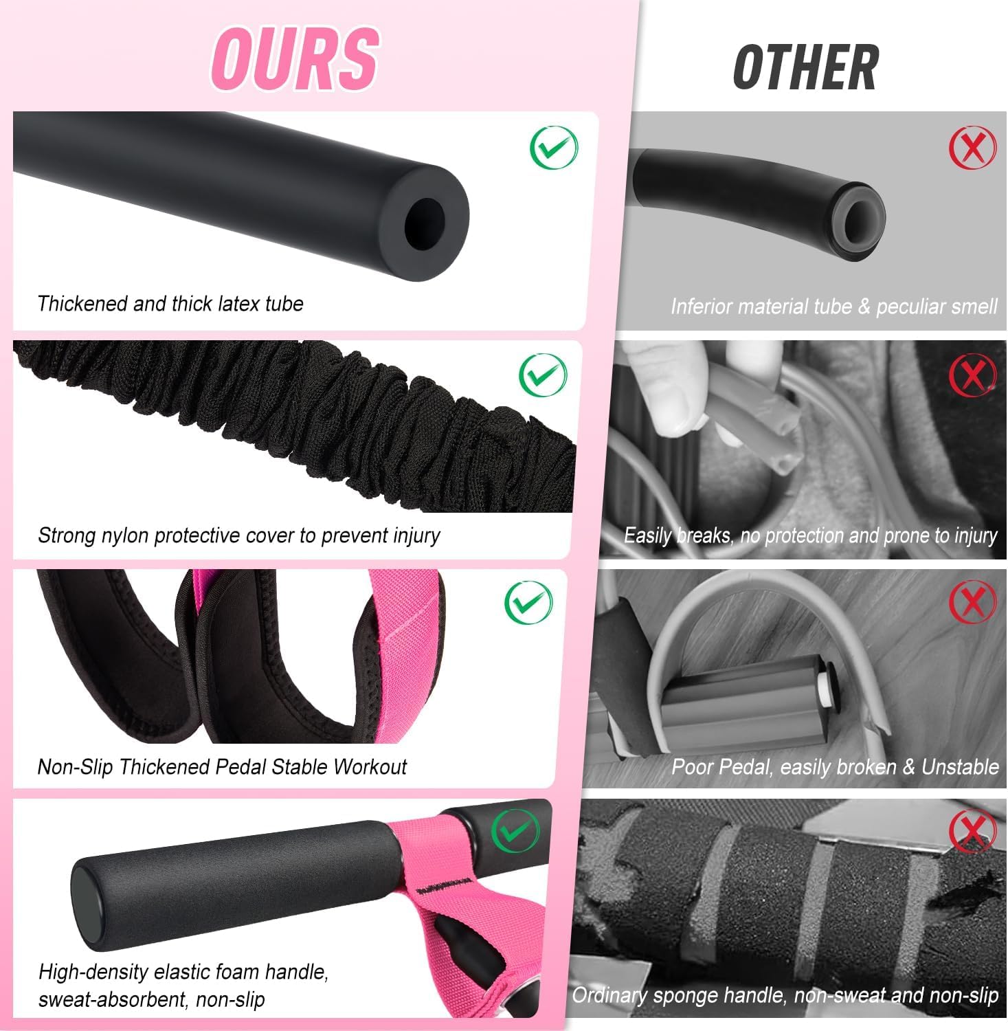 Banda de ejercicio de resistencia con asas para terapia física, entrenamiento de fuerza, tonificación muscular, yoga, pilates, con anclaje de puerta y bolsa de almacenamiento. (morado)
