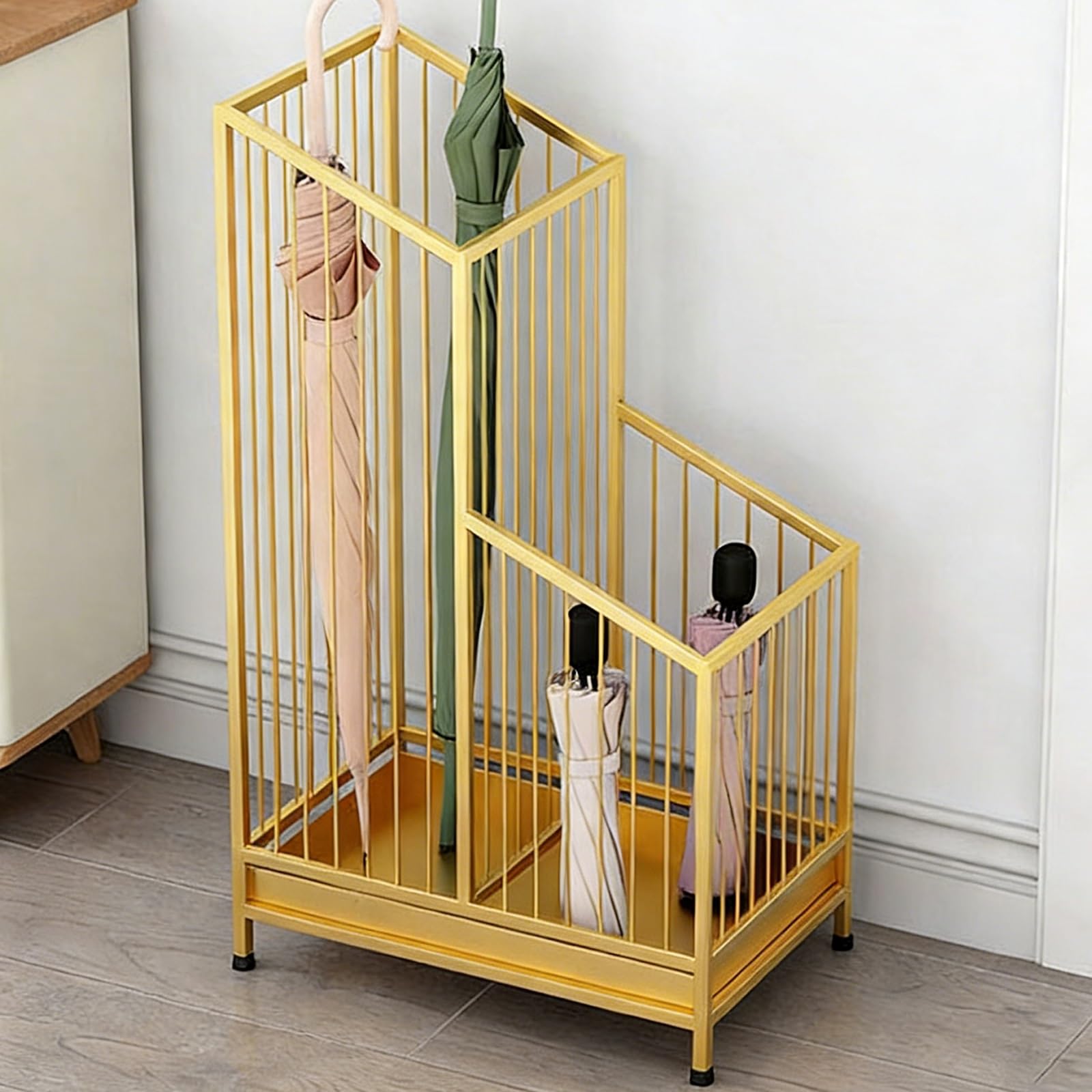 Porte-parapluies en métal avec bac amovible pour entrée et salon
