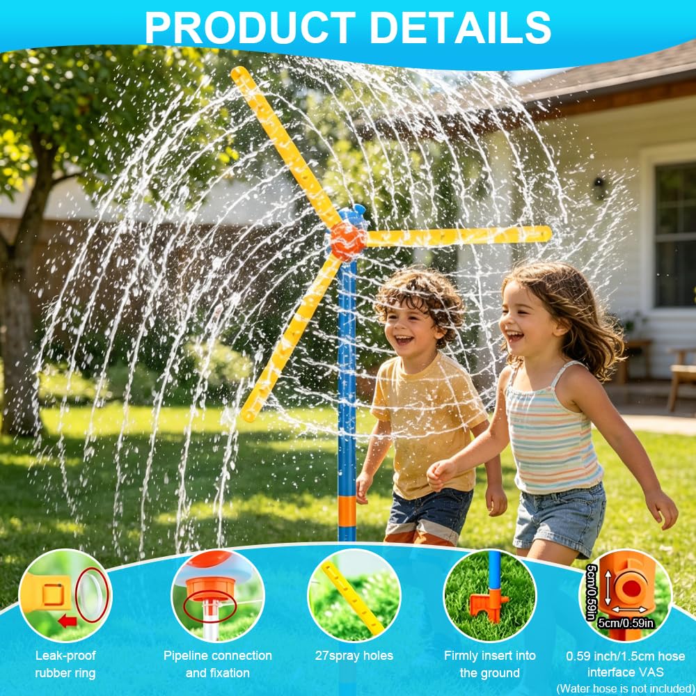 Jouet d'Arrosage d'eau pour Enfants, 360° Rotatif Jardin Jouet D'extérieur pour Enfants de 3-12 Ans, Jouet de Jardin d'extérieur, Divertissement Aquatique Estival pour garçons et Filles