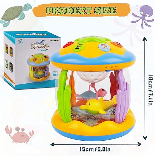 Vista 7 de M SANMERSEN Baby Boys Toys 6-12 Months, Babies Ocean Rotating Lights Up Musical Toys for 0-6 12-18 Months Newborn Infant Crawling Tummy Time Toys 1