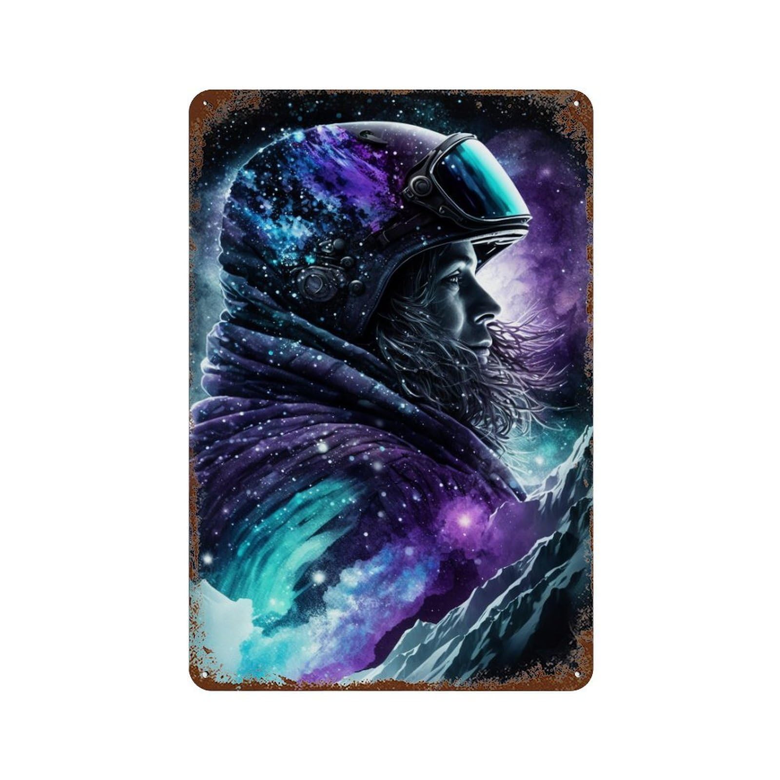 Galactic Explorer's Helmet Decorative Tin Sign 11.8"x7.9", Vintage Wall Decor for Garage, Pub Or Kitchen