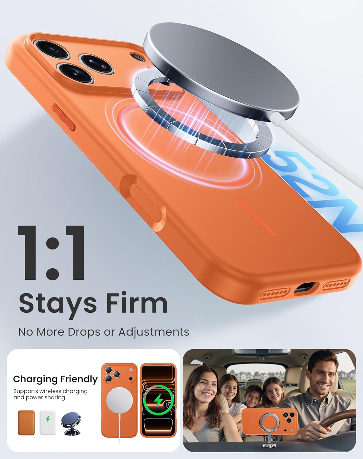 Magnetic for iPhone 17 Pro Max Case with 2X Privacy Screen Protector, [Compatible with MagSafe] [Full Camera Protection& Camera Control] Full Body Silicone Shockproof Phone Cover 6.9"- Cosmic Orange - Image 4