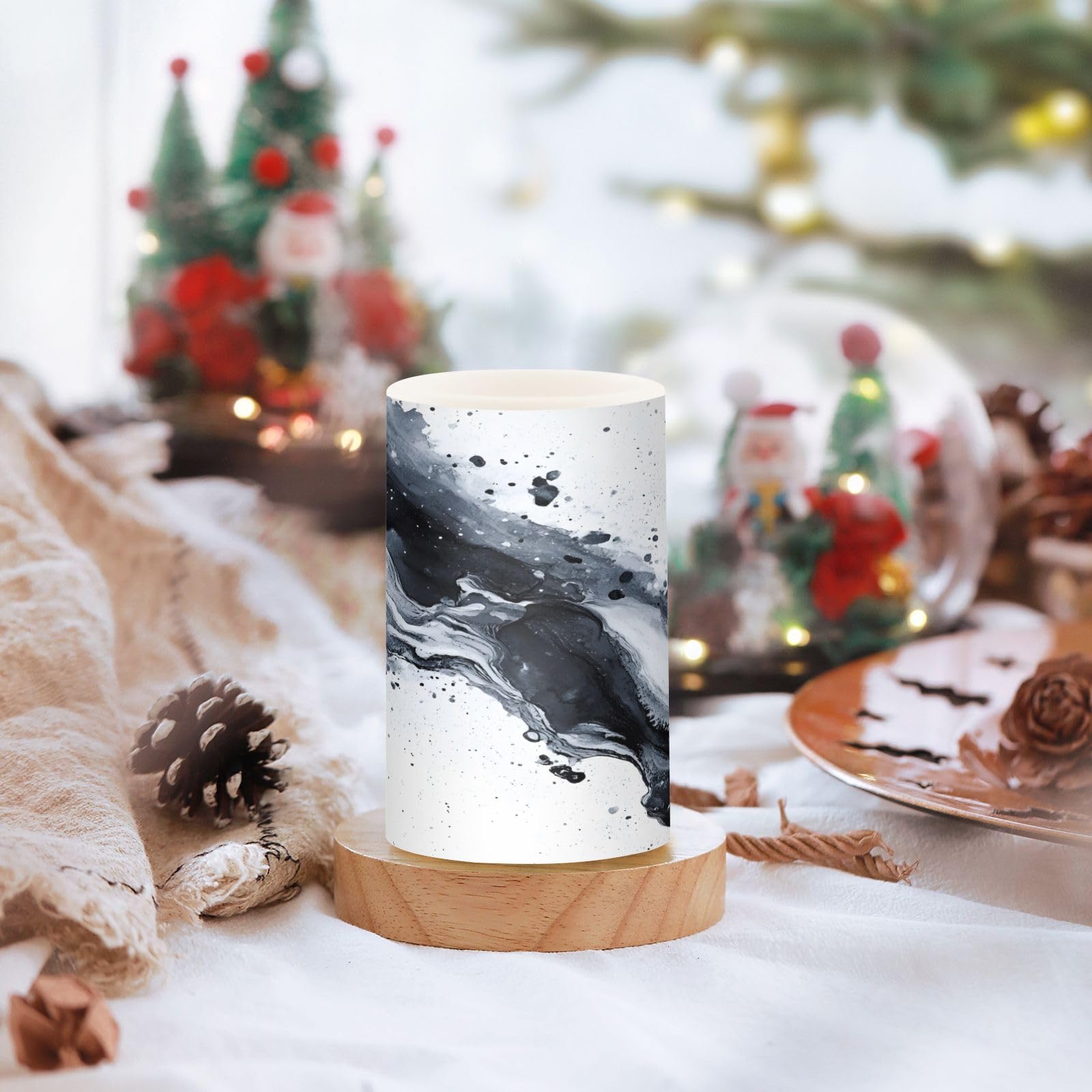 Mnsruu Flickering Flameless LED Candles with Remote Timer - Set of 2 Battery Operated Winter Home Decoration — view 56