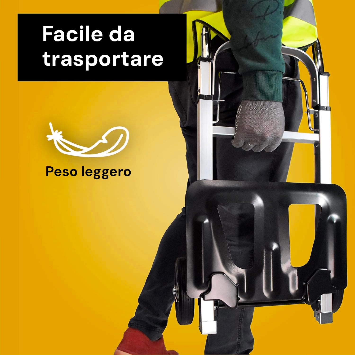Avilia Carrello Portacarichi Pieghevole - Portapacchi a 2 Ruote con Struttura in Alluminio e Manico Telescopico, Ideale per Pacchi e Bagagli, 385x245mm, Portata 90kg
