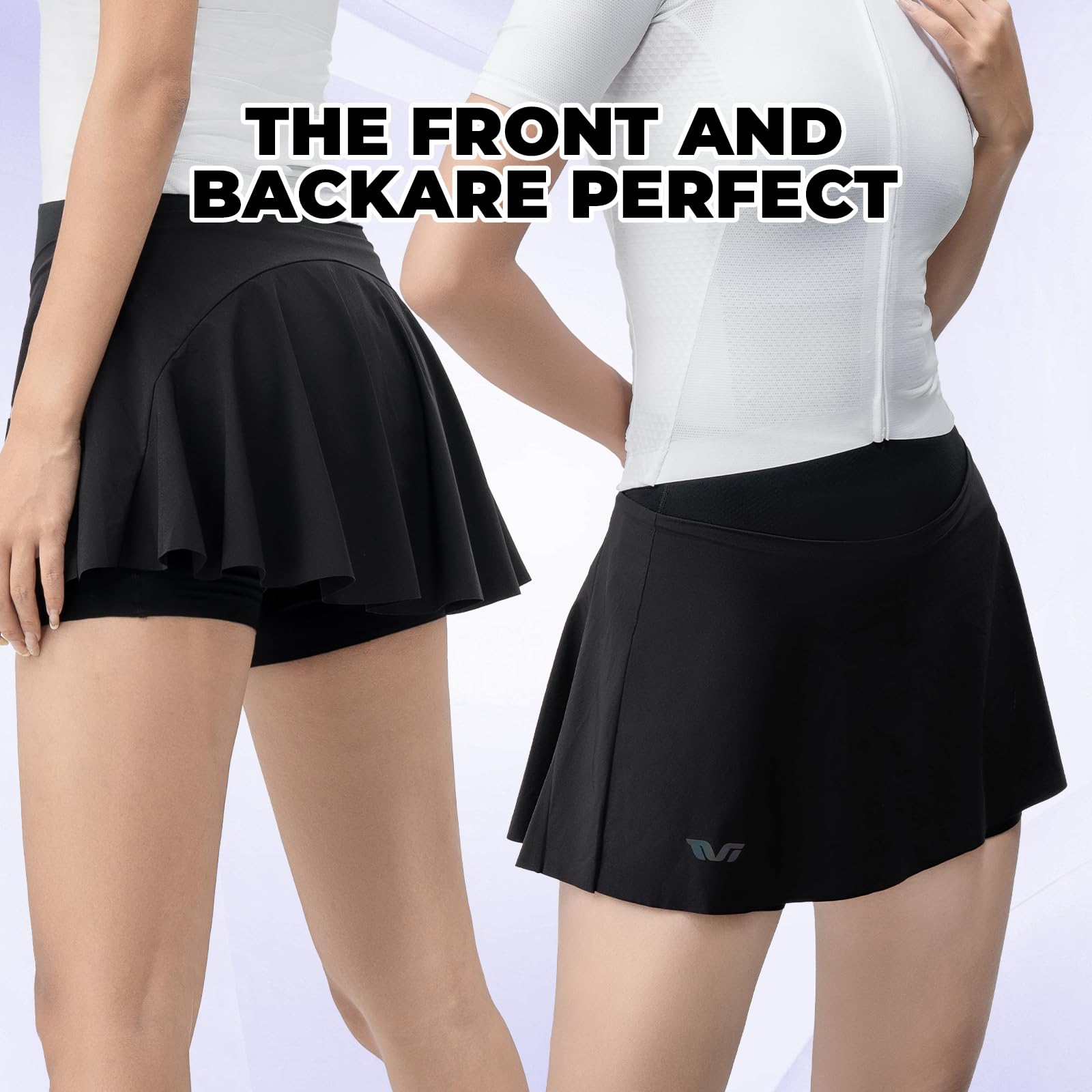 ROCKBROS TVI Jupe de Cyclisme pour Femme avec Short Intégré 2 en 1, Jupe de Vélo avec Poche Ceinture Haute, Shorts de Cyclisme Élastique avec ou sans Coussin pour Vélo Tennis Sports Plein Air S-XL