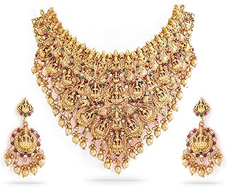 Rubans Gold Plated Temple Necklace Set Traditional Statement Jewellery Gift for Women & Girls Price In India