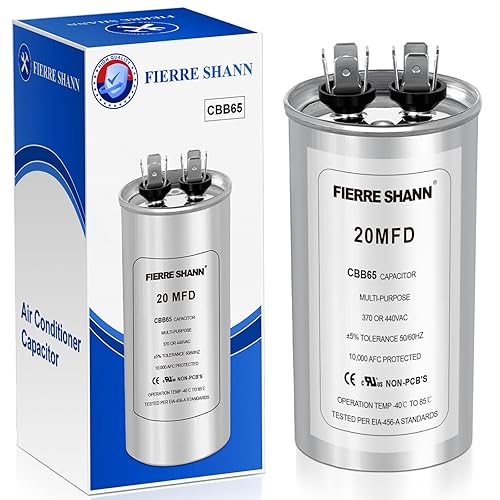 Miniatura 36 de Condensador de 50 uF/MFD para CA, 370 o 440 VCA CBB65 Condensadores redondos de doble carrera para funcionamiento del motor de CA, arranque