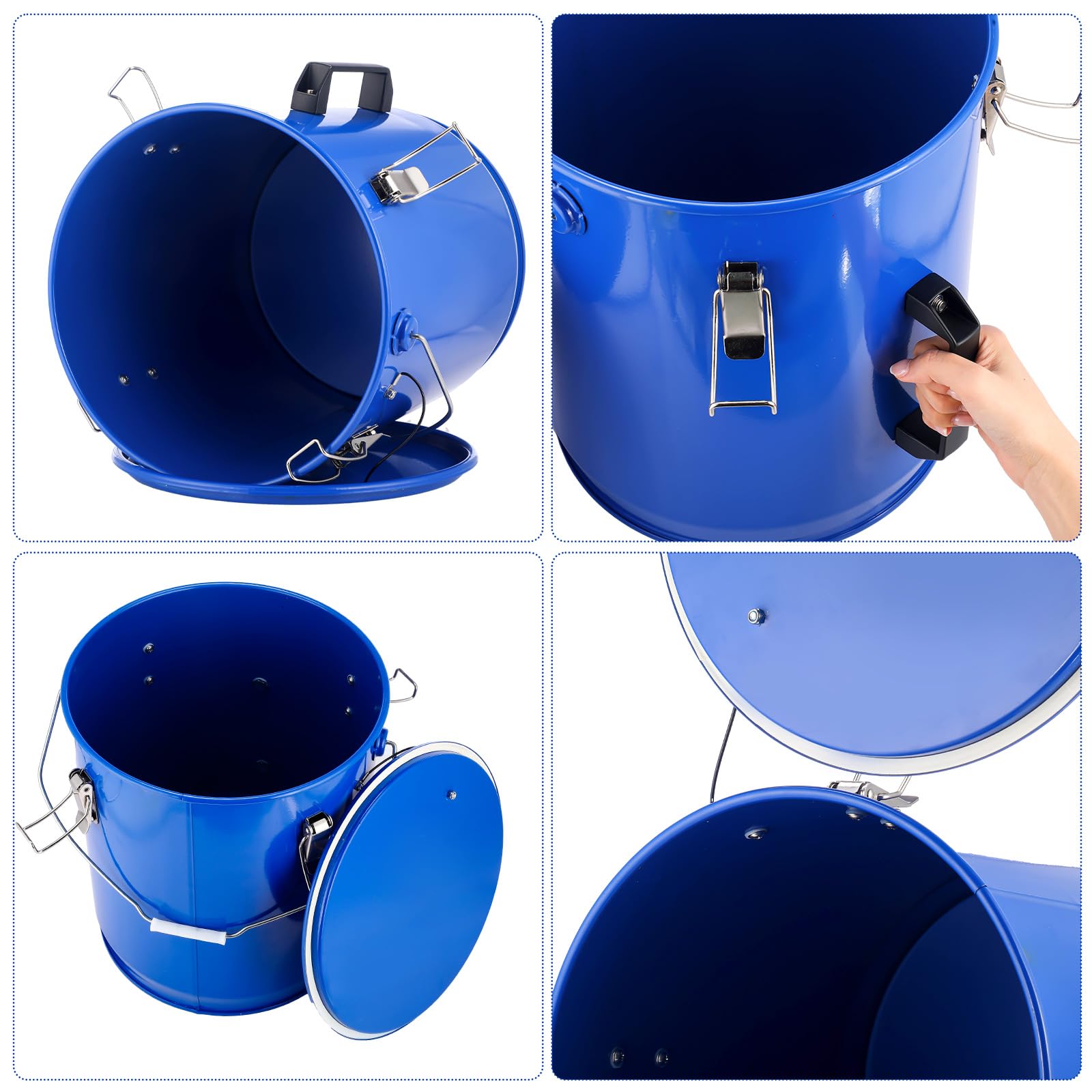 Cubo de transporte de aceite para freidora de 6 galones con tapa, bandeja de eliminación de aceite de acero con revestimiento antioxidante, asa, clips de bloqueo para transporte de aceite,