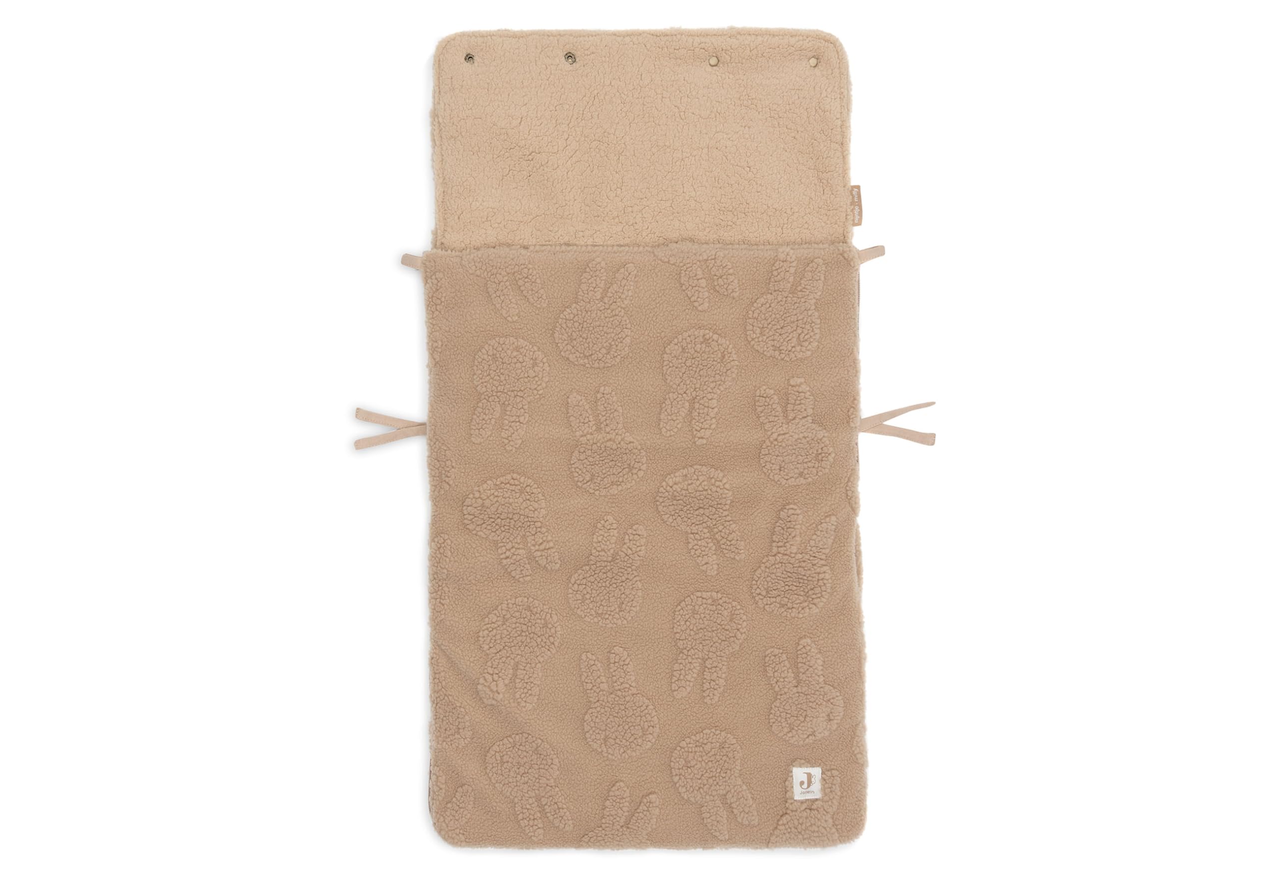 Jollein Nid d’Ange - Miffy Jacquard Teddy - Biscuit - Pour Siège Auto Groupe 0+ et Poussette - Compatible 3 et 5 Points - Tricot Jacquard avec Doublure Teddy