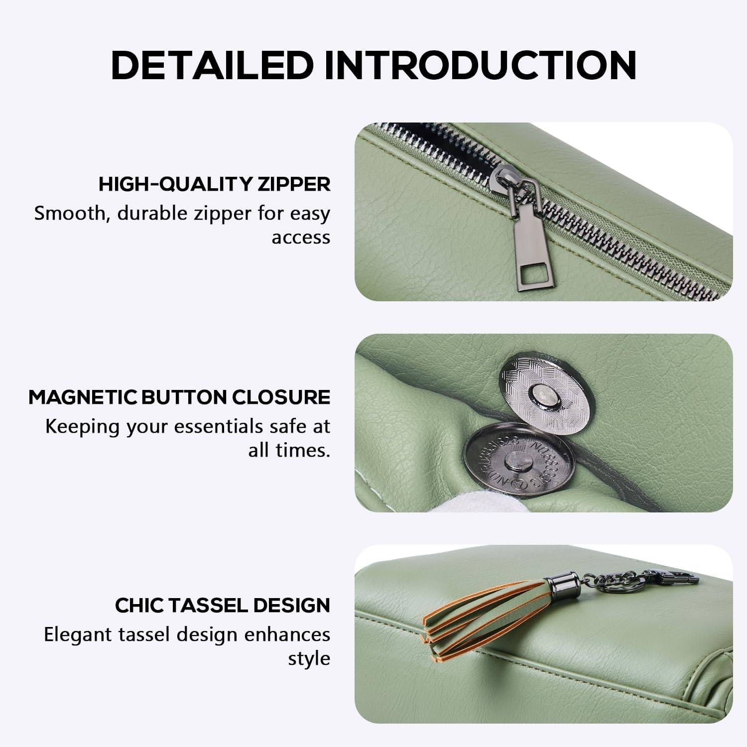 POIUGOYA Crossbody Purses for Women Trendy,Vegan Leather Medium Crossbody Bag,Women's Crossbody Travel Purse Built in Wallet - Image 6