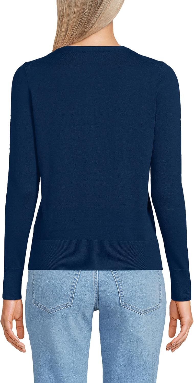 Lands' End Women's Fine Gauge Cotton Cardigan Sweater - Image 2