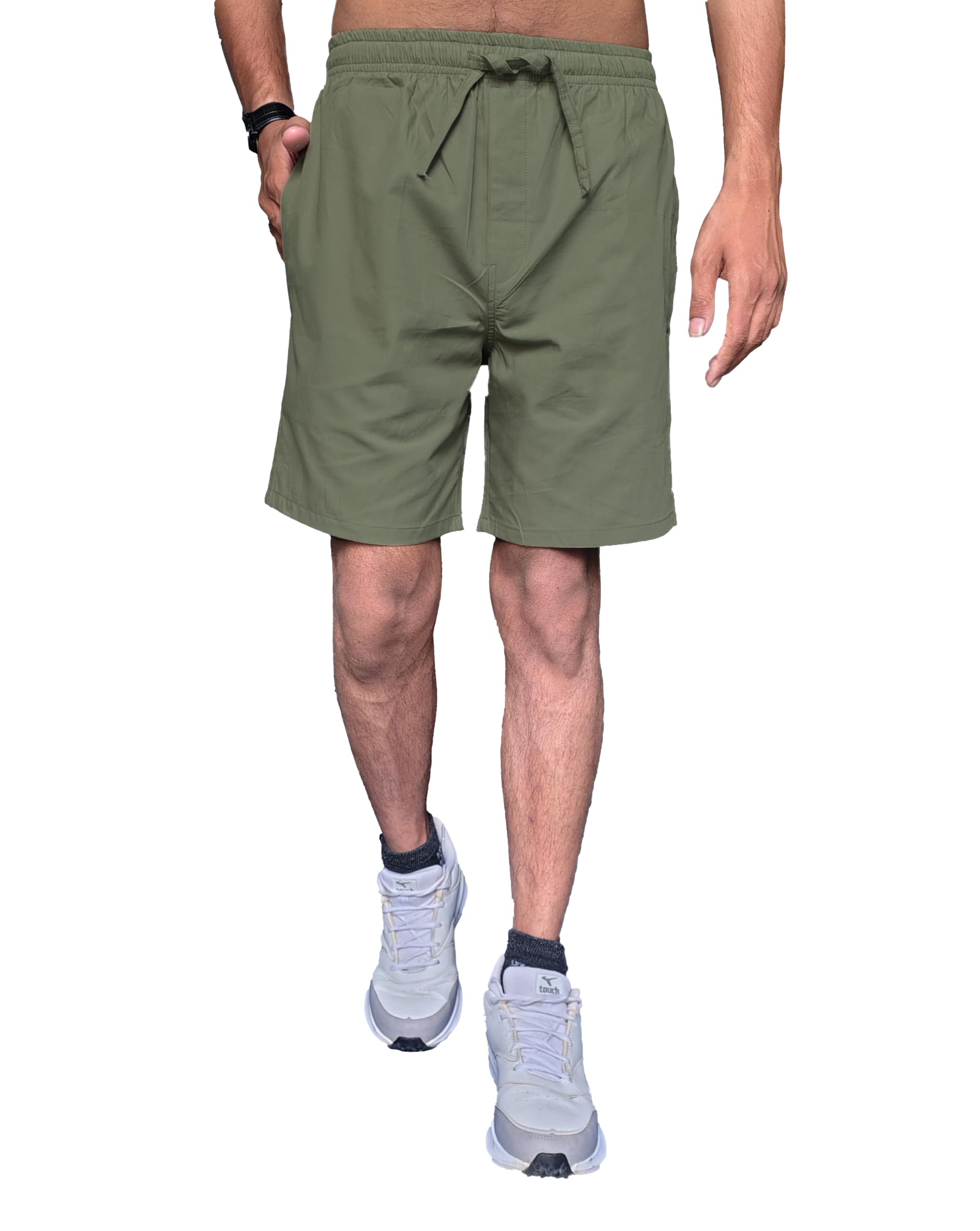 Sierra Luxe, Men's Casual Drawstring Shorts, Elastic Waistband, Athletic Style, Above-the-Knee Length with Side Pockets.-picture-25