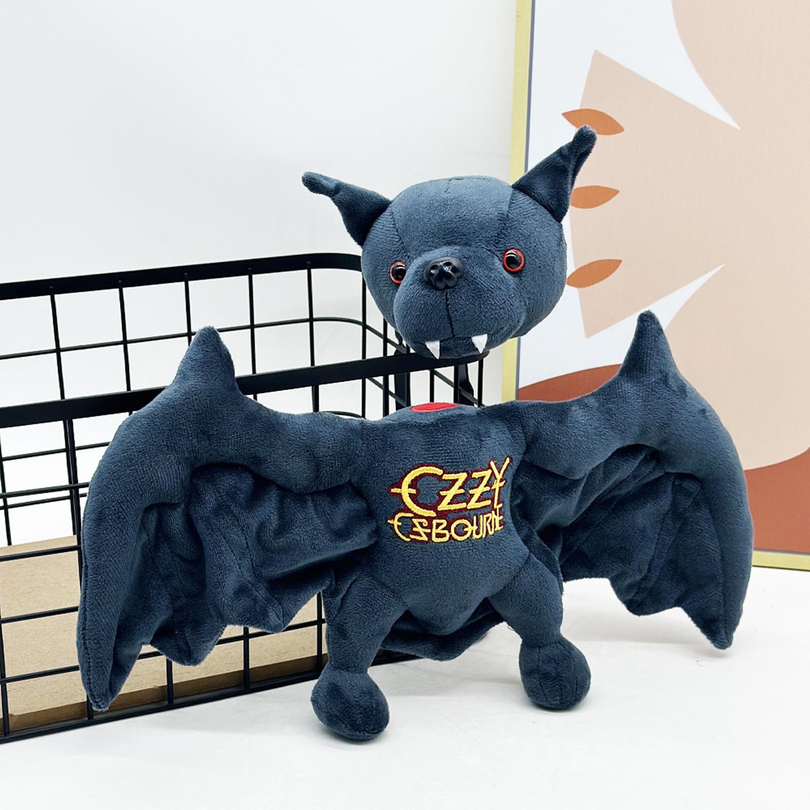 Yanmis Bat Plush Toys, Bats Plushie Dolls Soft Cute Bat Stuffed Animal with Gold Embroidery for Rock Music Fan (Magnetic) - Image 2