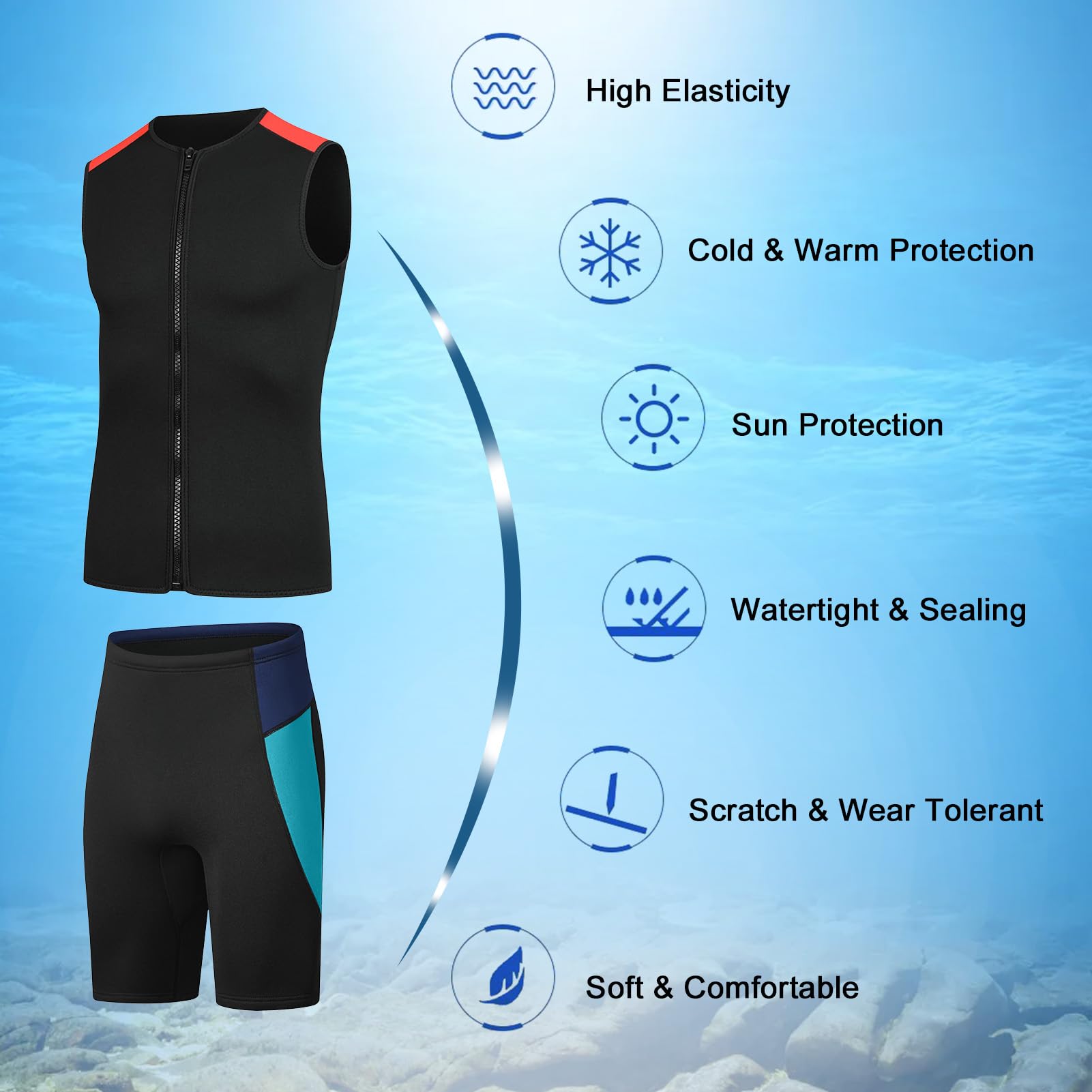 Traje de Neopreno Térmico de 3mm Sin Mangas para Hombres Mujeres, Trajes húmedos Corto para Surf natación y esnórquel
