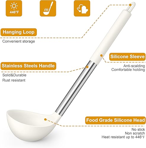 Miniatura 3 de LIANYU Juego de utensilios de cocina de 15 piezas con soporte, utensilios de cocina de silicona con mango de acero inoxidable, herramientas de