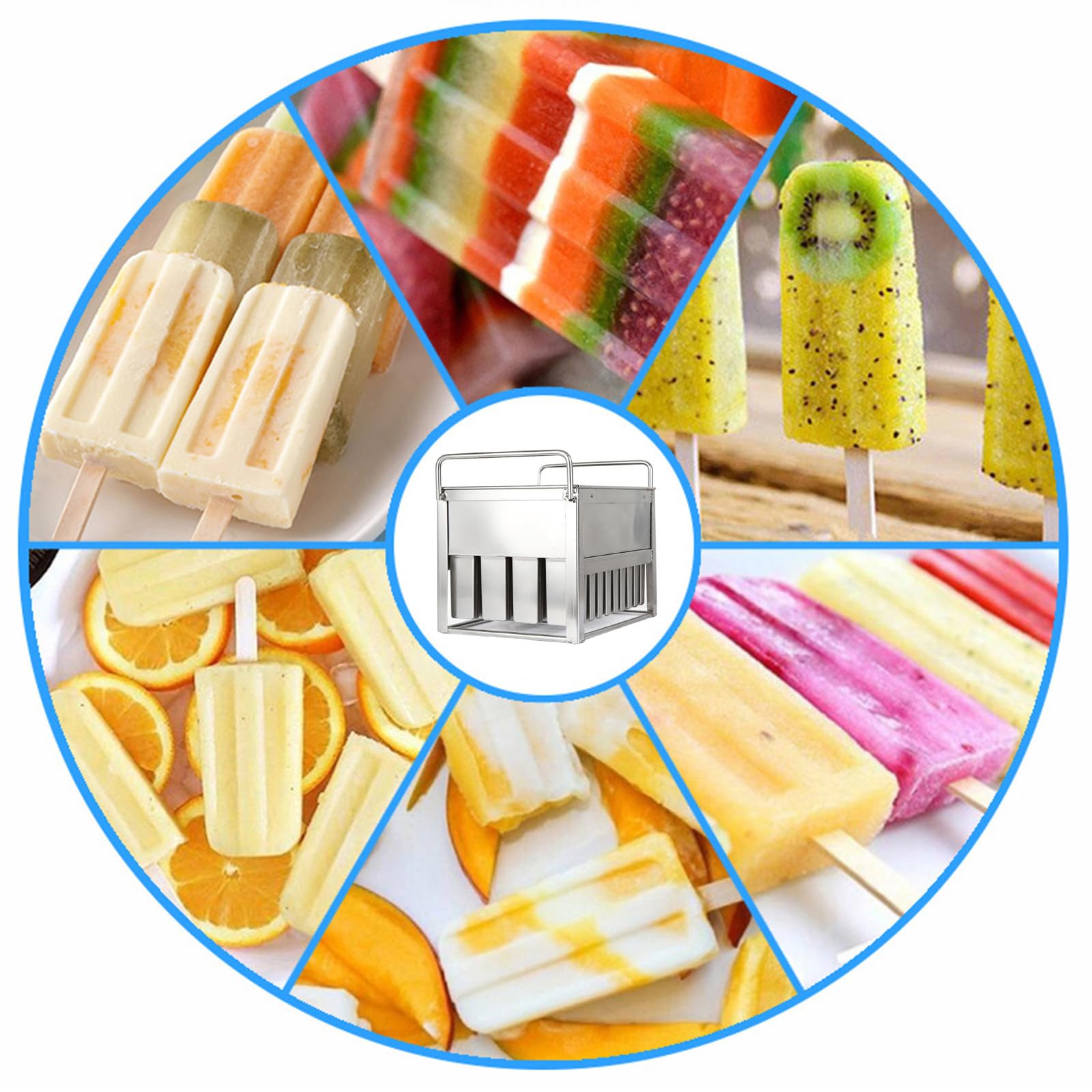 Edelstahl-Form für Eis am Stiel mit 40 Rillen, ideal für hausgemachte und kommerzielle Eiscreme, DIY Ice Pop Maker