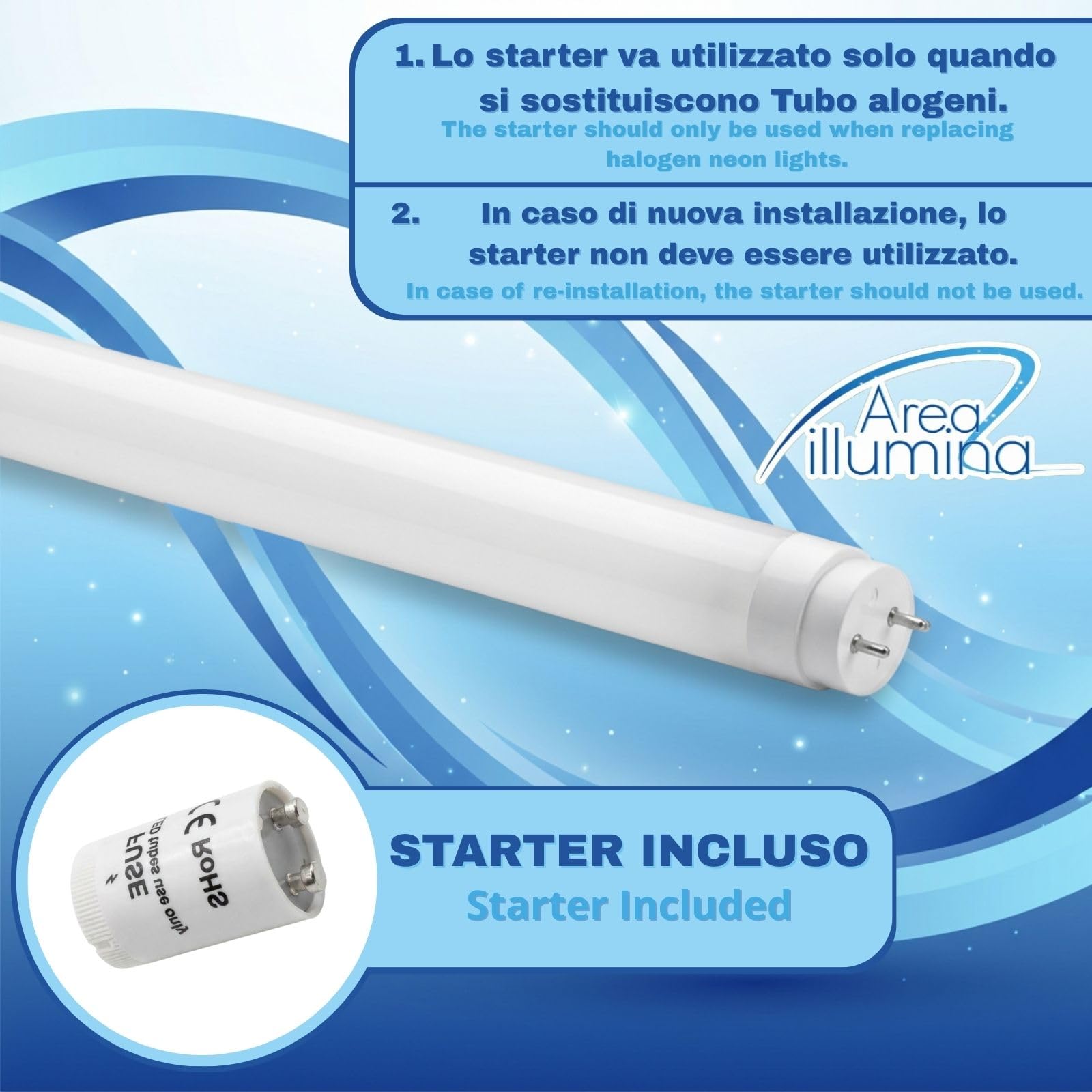 Tubi LED T8 G13 60/90/120/150 cm – Alta Efficienza – 4000K Luce Naturale o 6000K Luce Fredda – Starter Incluso – 360° – Vetro (10, 120 cm Luce Fredda 6000K)
