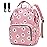 Yusudan Daisy Diaper Bag Backpack for Baby Girls, Mom Waterproof Large Nappy Bags for Women (Pink)