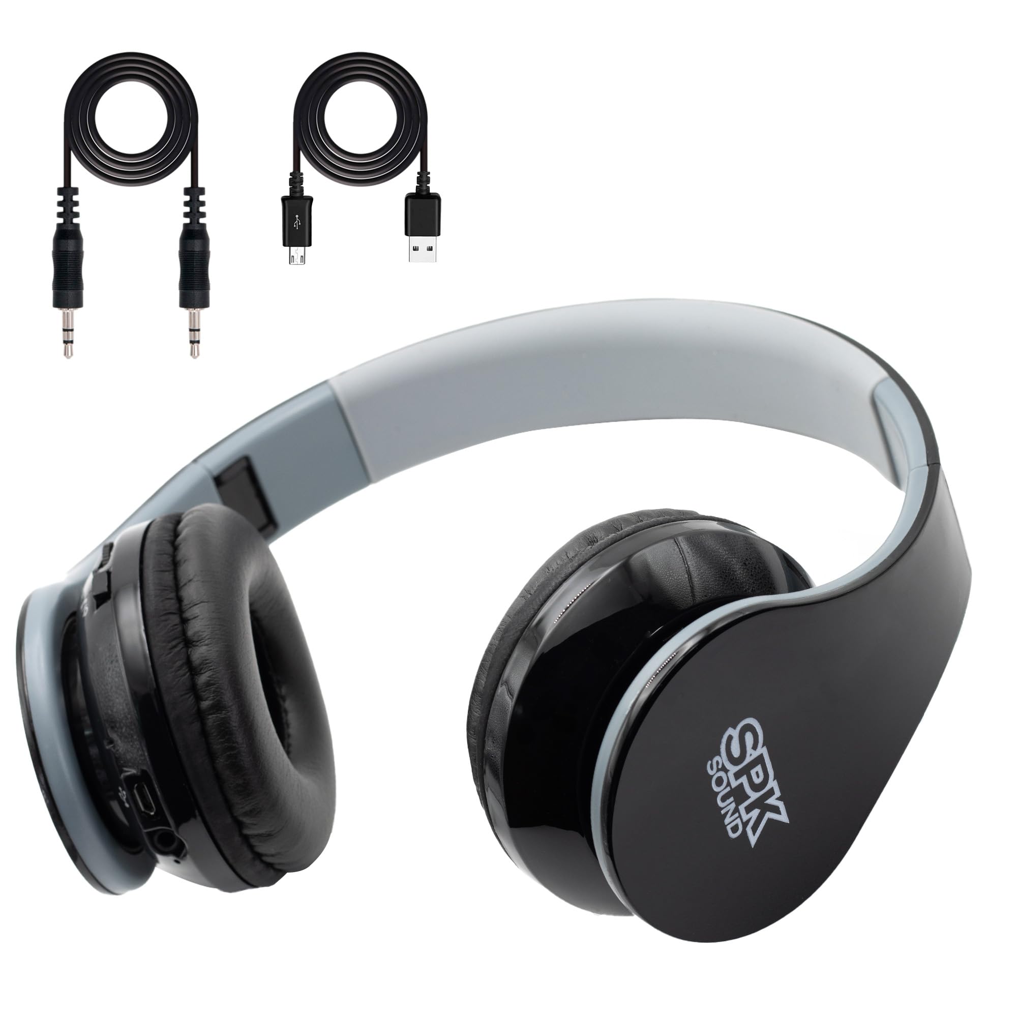Spk Sound Auriculares Inalámbricos Bluetooth 5.0 con Radio FM y Función de Manos Libres | Cascos Bluetooth de Diadema con Batería de Larga Duración | Sonido Premium y Diseño Compacto Plegable (NEGRO)