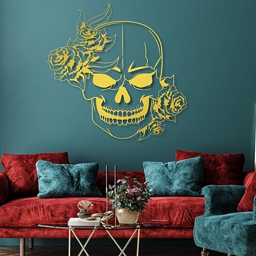 Miniatura 2 de Arte de pared de metal con calavera de azúcar, arte de pared de metal gótico, arte de pared de metal esqueleto, decoración de pared de metal de