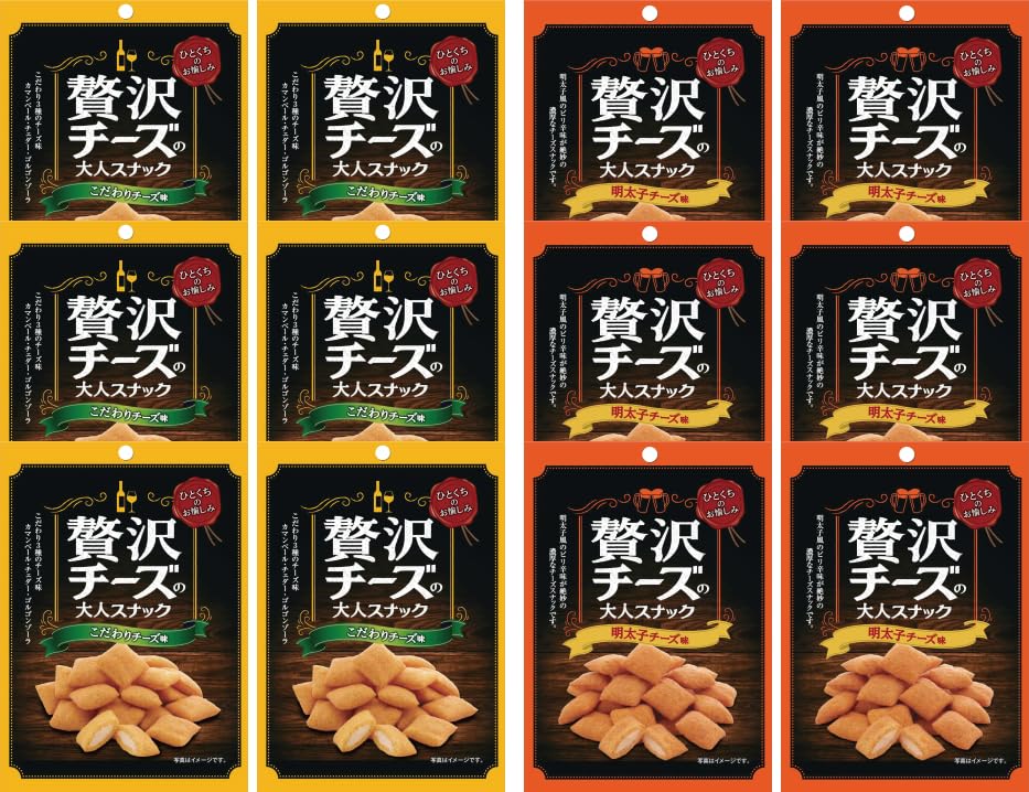 (Amazon.co.jp Exclusive) Luxury Cheese Adult Snack Set (Special Cheese Flavor, 1.2 oz (35 g), Mentaiko Cheese Flavor, 1.2 oz (35 g), 6 Each 12 Pieces)
