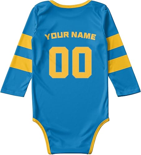 Miniatura 3 de Sfodcovy Ropa de bebé personalizada de manga larga de fútbol ropa de bebé recién nacido, número de nombre personalizado, regalos de bebé niño niña
