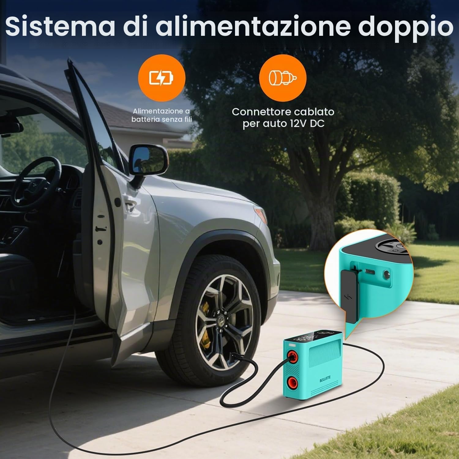 Pompa Elettrica SUP 150PSI, Ricaricabile Batteria &12V DC Gonfiatore Portatile Compressore Aria, Gonfiaggio Sgonfiaggio Auto-Off, Elettrico Pompa per Tavole da Paddle, Kayak, Ali, Vento, Pneus