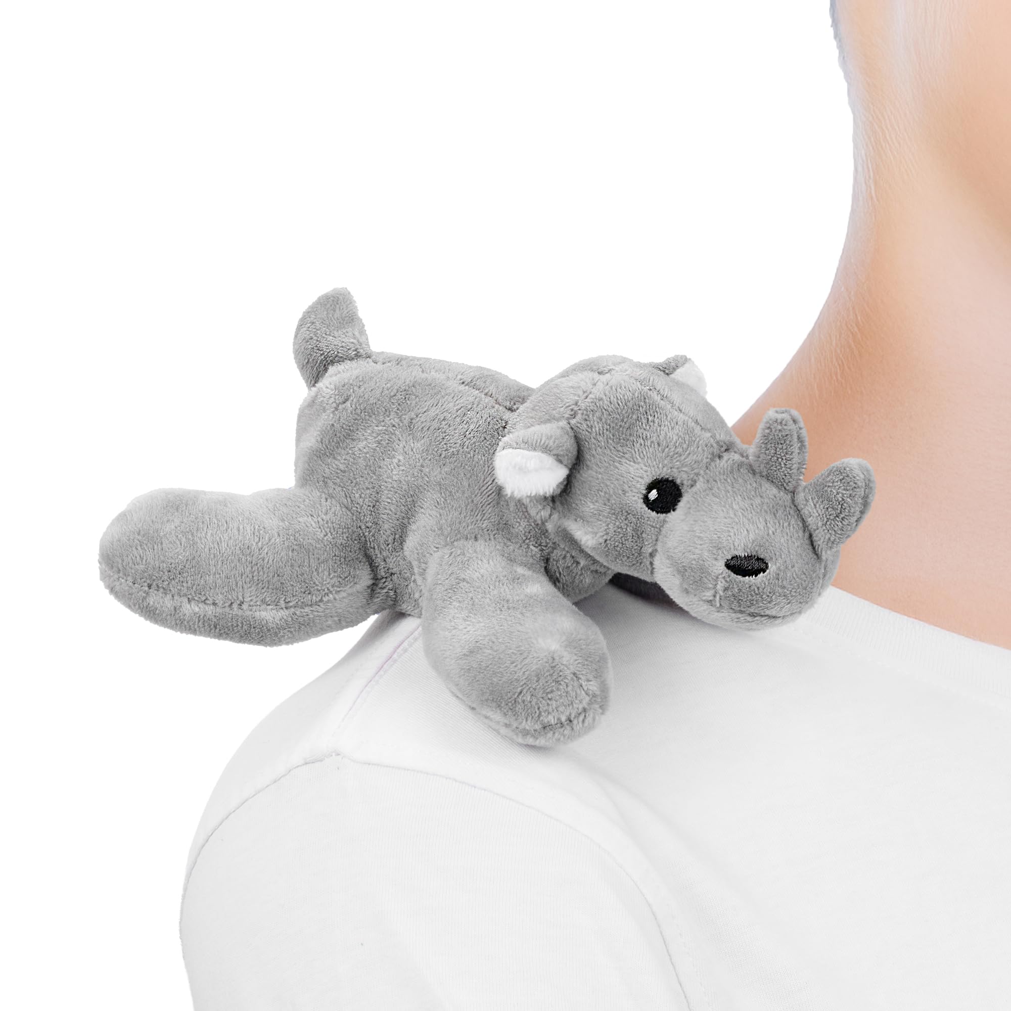 Zappi Co Shoulder Mates Rhino Plush Magnet Stuffed Animal Toy, Fancy Dress Costume Accessory Shoulder Pals