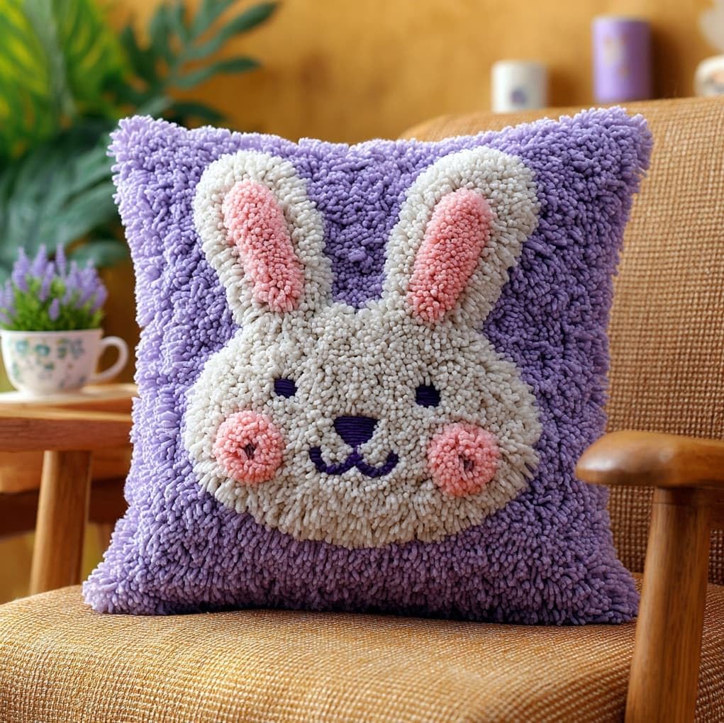 WallustrioaW DIY Rug Cushion kit 43x43cm,Cute Bunny