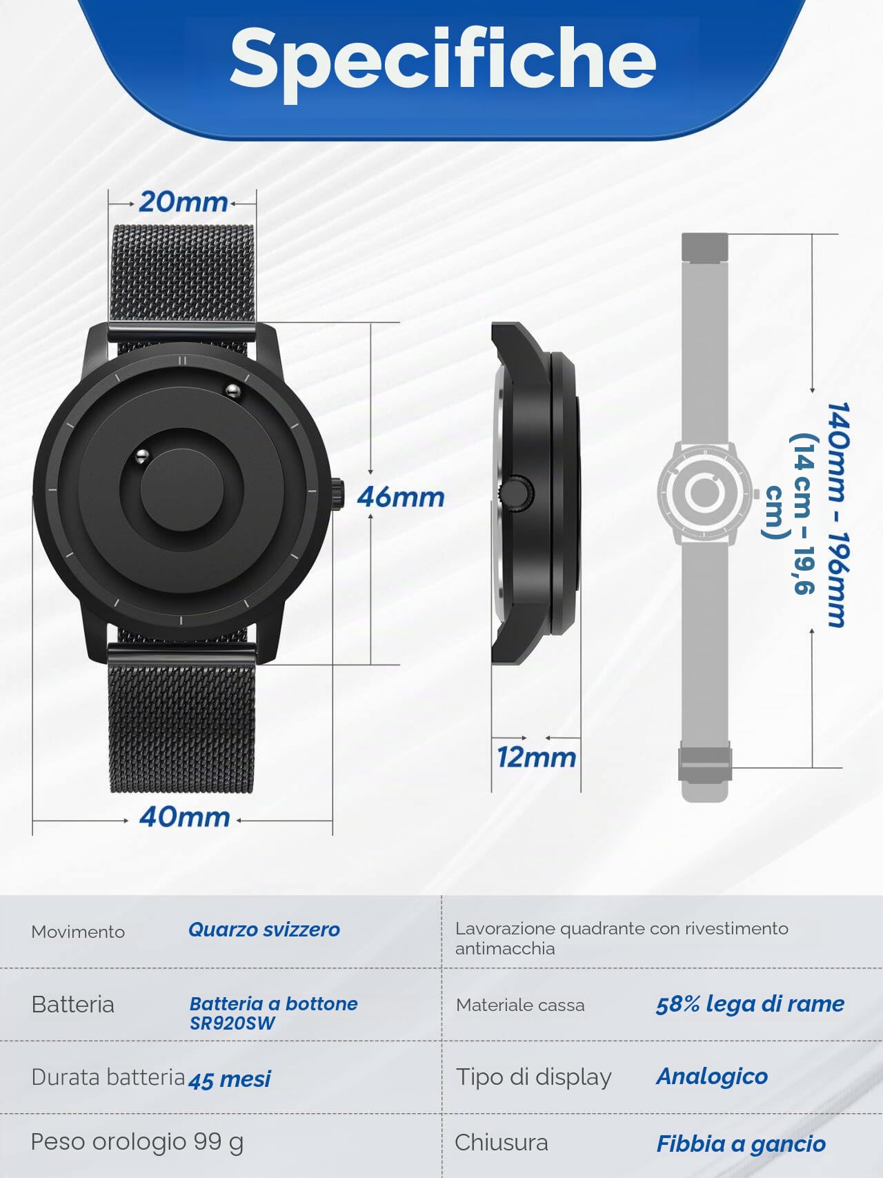 EUTOUR Orologio Magnetico da Uomo Cuscinetto a Sfera 5ATM Impermeabile Moda Semplice Nessun Vetro Quarzo Orologi da Polso da Uomo 40mm Cinturino in Silicone