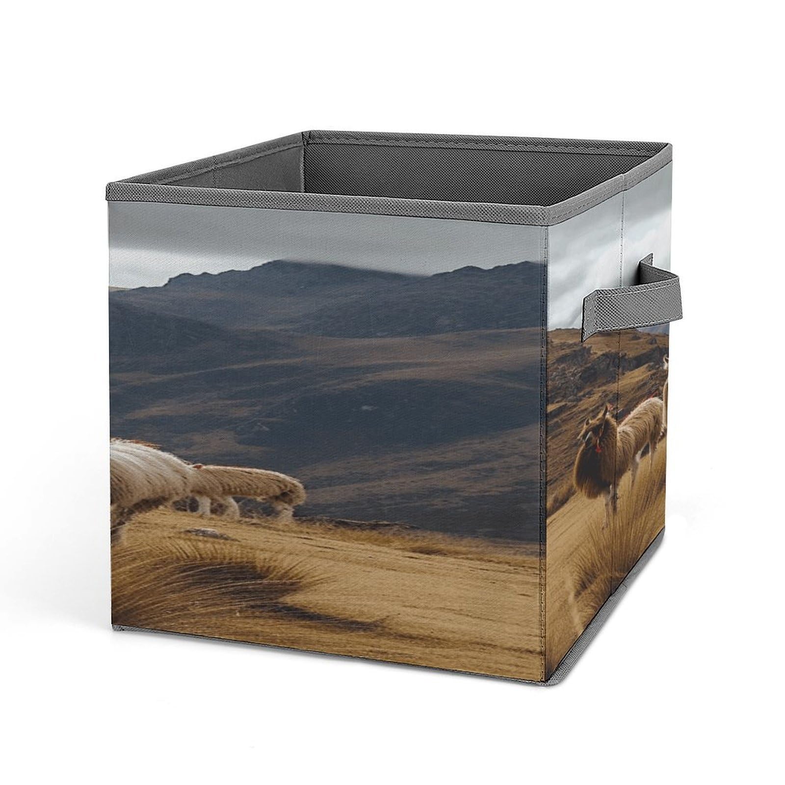 VstaDank Llamas in The Andes Storage Bin Collapsible Storage Cubes Organizer Oxford Cloth Storage Box with Dual Handles Large Stackable Closet Storage Bins for Sheets Hat Sweater
