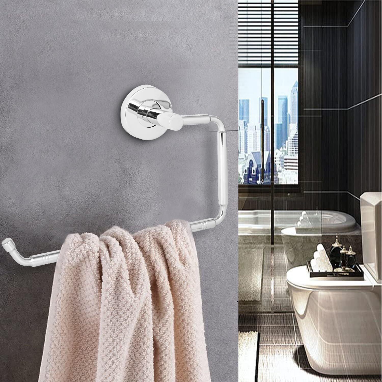Zureni Stainless Steel Towel Ring Half Square Hand Towels Hanger Napkin Holder Stand Bathroom Accessories for Home Kitchen & Wash Basin (Pack of 1) (B0D5YKX1C1) Amazon Price History, Amazon Price Tracker