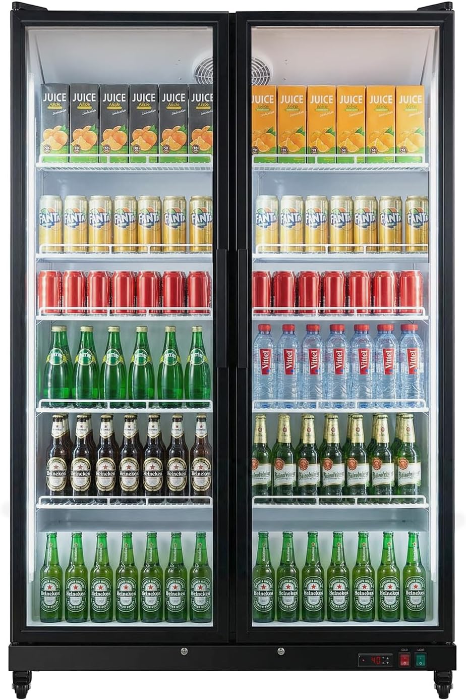 Upstreman Commercial Beverage Refrigerator, 27.1 Cu.Ft Glass Door Display Refrigerator with Soft LED Light and Adjustable Shelves, Merchandiser Cooler for Restaurant, Cafe, Bar, Office