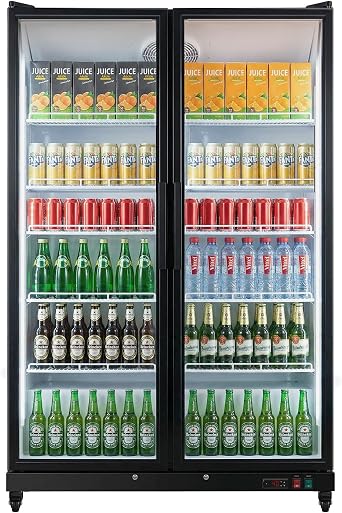 Upstreman Commercial Beverage Refrigerator, 27.1 Cu.Ft Glass Door Display Refrigerator with Soft LED Light and Adjustable Shelves, Merchandiser Cooler for Restaurant, Cafe, Bar, Office