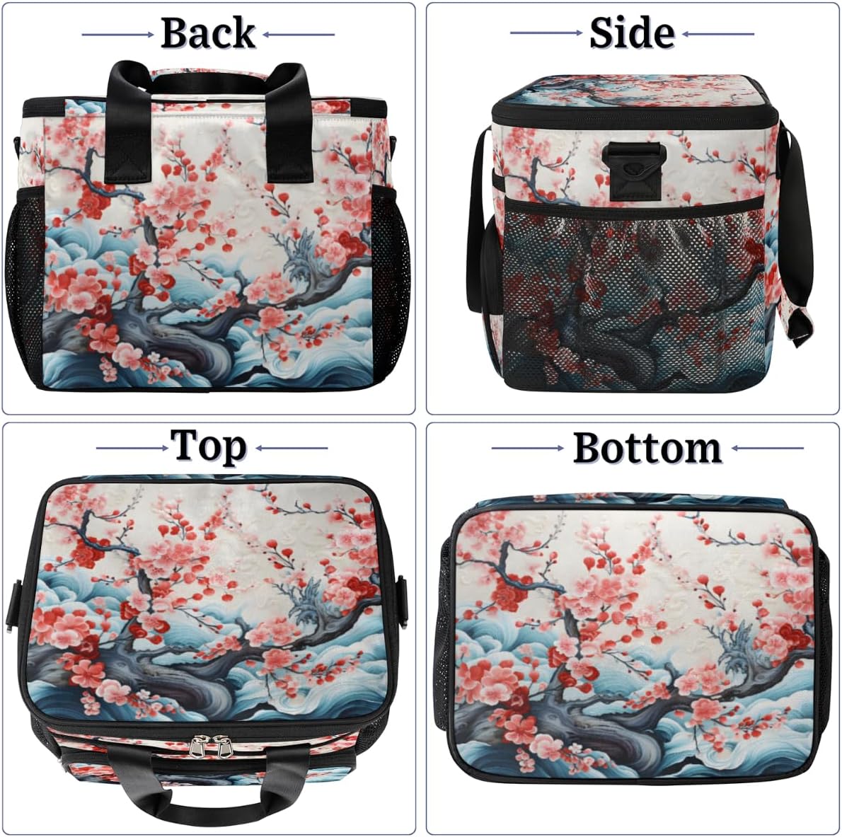 Flower Insulated Picnic Backpack Lunch Box for Women Men Picnic Basket Tote Lunch Bag Picnic Bag Portable Lunch Bags for Picnic, Beach, Work, Trip,Office, Camp Beauty Flowers