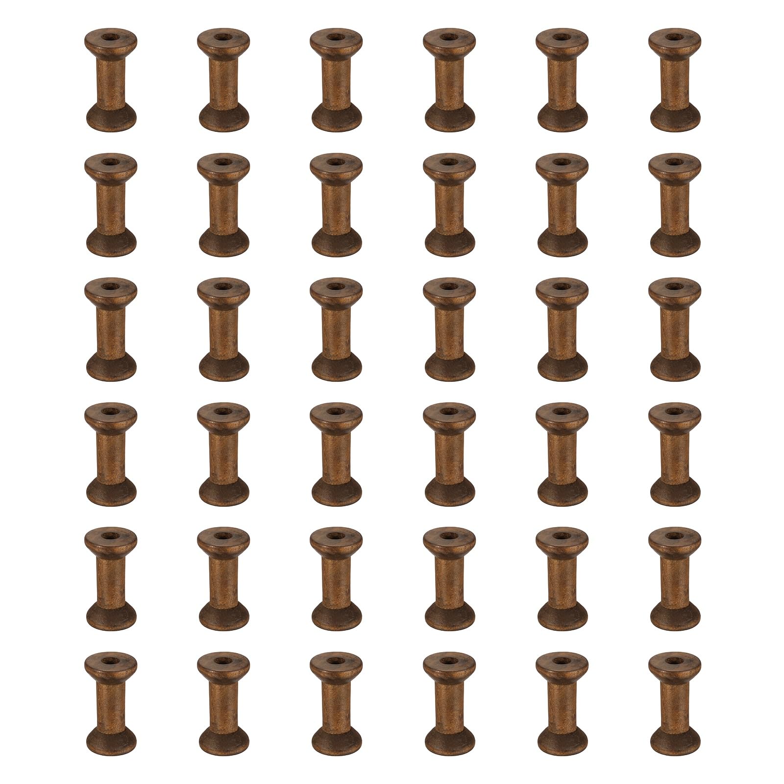 sourcing map 36 Pcs 2.0x4.0cm Small Empty Thread Spools, Camel Color Unfinished Wooden Spools Wire Weaving Bobbins, Wire Weaving Bobbins for Embroidery DIY Sewing Machines Cord Jewelry Chain