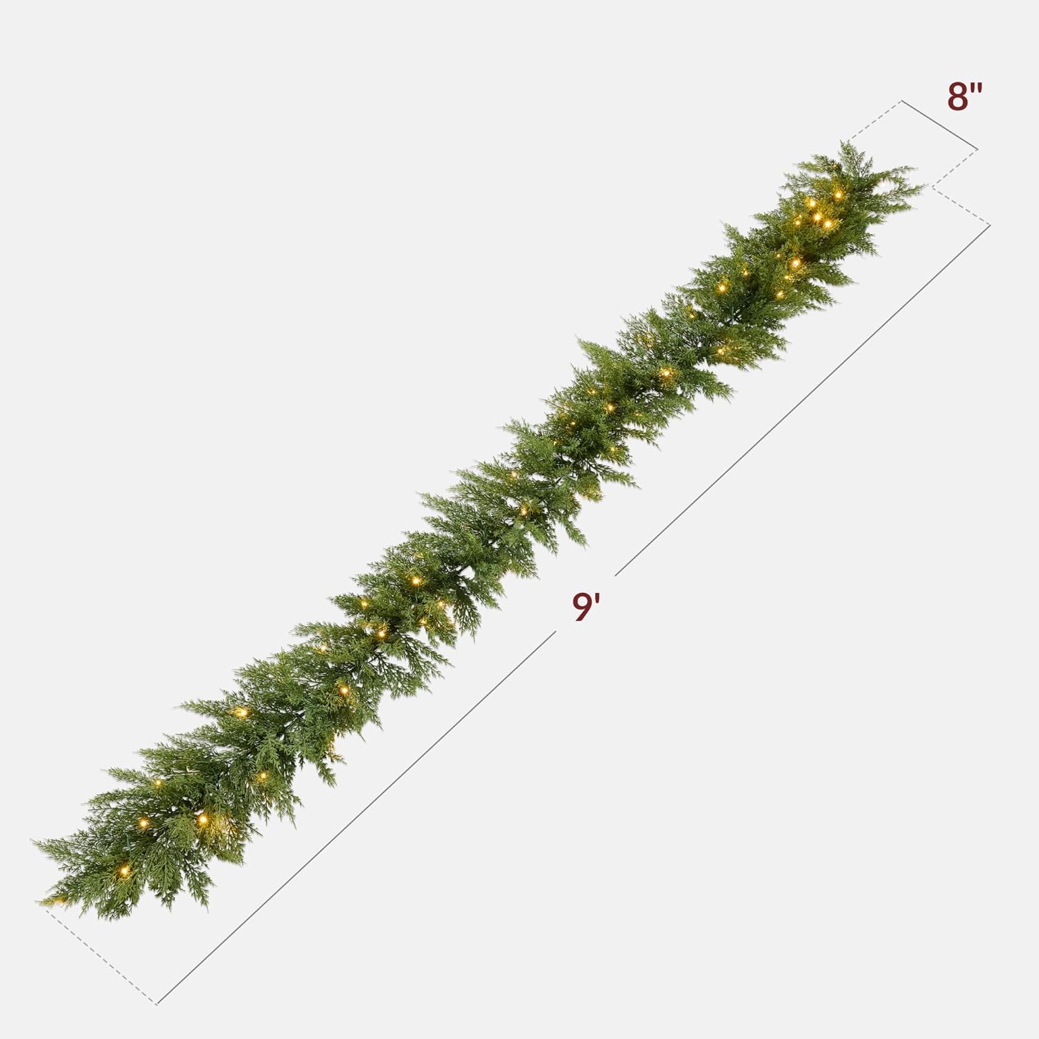 Best Choice Products Pre-Lit Cedar Cypress Christmas Garland w/Twinkling LEDs, 9Ft Realistic Indoor Holiday Accent Decor for Door, Mantle, Battery