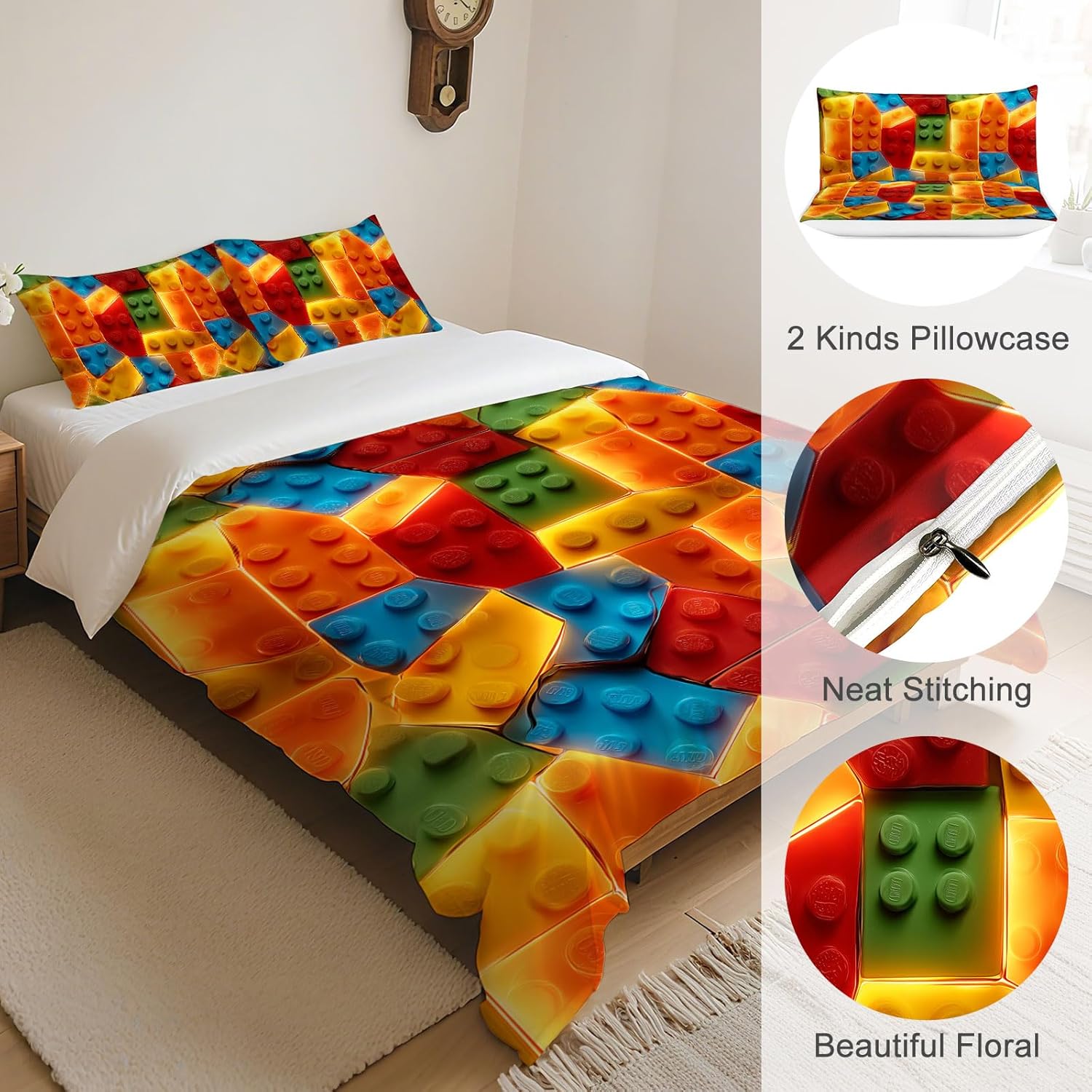 Autism Puzzle Bedding Set 3 Pieces Soft Comforter Cover Twin Size with 2 Pillowcases 1 Duvet Cover for Men Women Bedroom